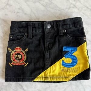 Ralph Lauren Black Denim with Yellow and Blue Embroidery